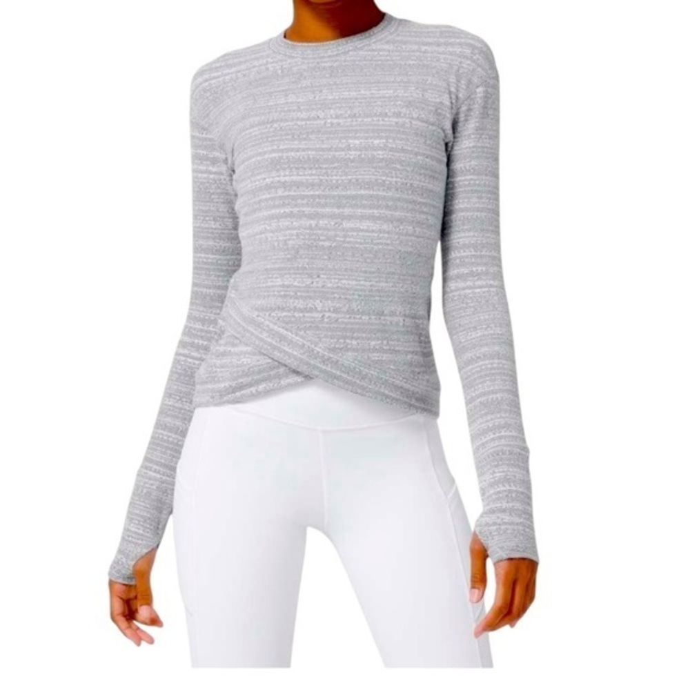 Lululemon Close to Crossing Long Sleeve Size 4 Rulu Vivid Stripe Jacquard White